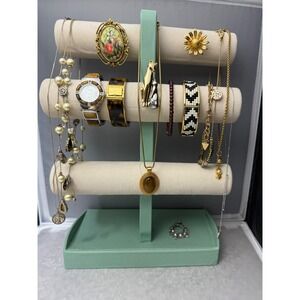 1lb Eclectic Jewelry Jar/Lot Statement Bangles Watches Necklaces Gold Tone